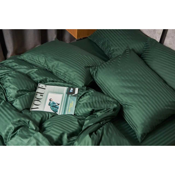 Фото - Комплект постельного белья Moon&Star Satin Stripe Stripe Verdant 160х220 нав. 2х50х70 (MS-820005306)