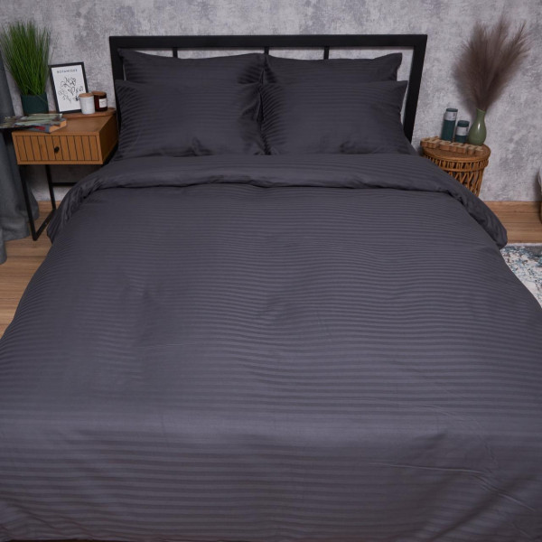 Фото - Комплект постельного белья Moon&Star прост. 220х240 + 2 нав. 50х70 Satin Stripe Dark Serenity (MS-880000682)