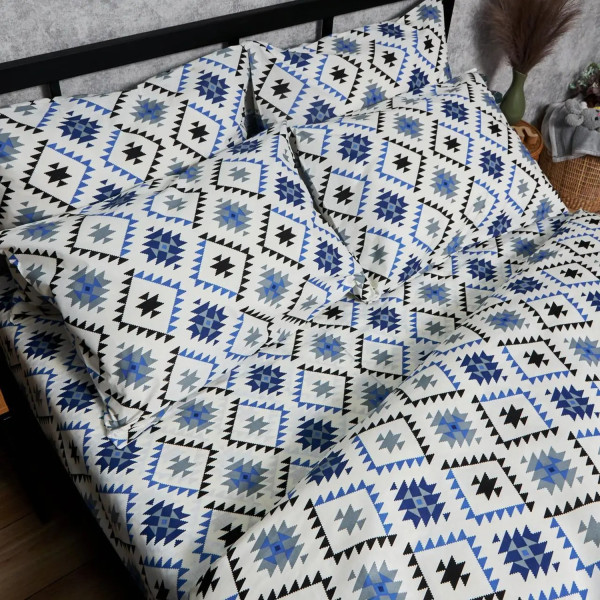 Фото - Комплект постельного белья Moon&Star Бязь Gold Люкс «Blue Mosaic» 143х210 см нав. 4х70х70 (MS-820006004)