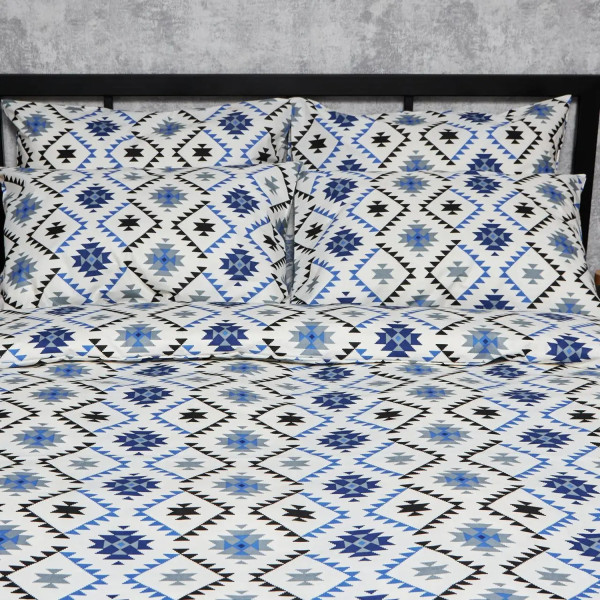 Фото - Комплект постельного белья Moon&Star Бязь Gold Люкс «Blue Mosaic» 143х210 см нав. 4х70х70 (MS-820006004)