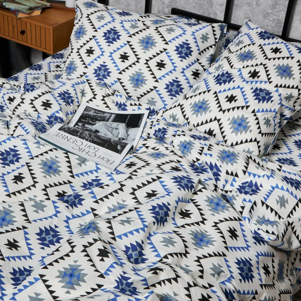 Фото - Комплект постельного белья Moon&Star Бязь Gold Люкс «Blue Mosaic» 143х210 см нав. 4х70х70 (MS-820006004)