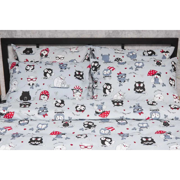 Фото - Наволочка Moon&Star Бязь Gold Люкс Owls Gray 40х60 см 2 шт. (MS-840000685)