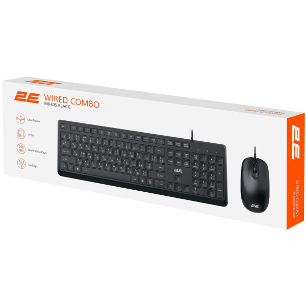 Фото - Клавиатура+мышь 2E MK405 USB-A EN/UKR/RU Black (2E-MK405UBK)