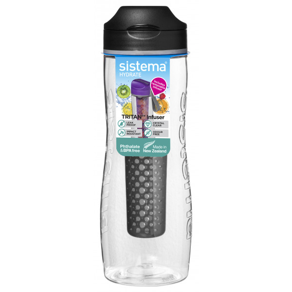 Фото - Бутылка для воды Sistema 0,8 л Black с диффузором (660-6)