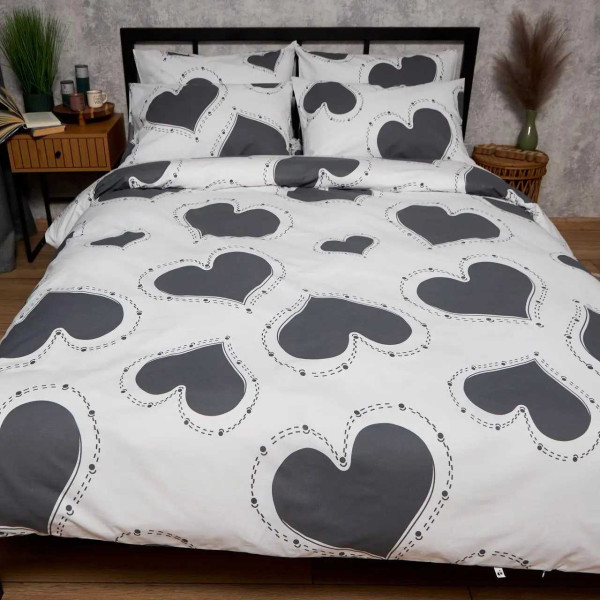 Фото - Комплект постельного белья Moon&Star Бязь Gold Люкс Grey Love (MS-890000329)