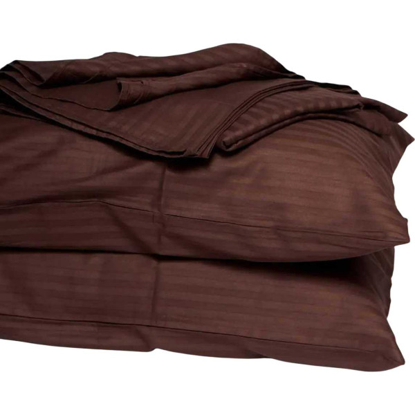 Фото - Комплект постельного белья Moon&Star прост. 220х240 + 2 нав. 70х70 Satin Stripe Warm Espresso (MS-880000659)