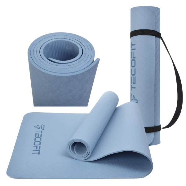 Фото - Коврик для йоги и фитнеса TECOFIT TPE Mat single color 183х61х0.6 см Blue (TOP18074471)
