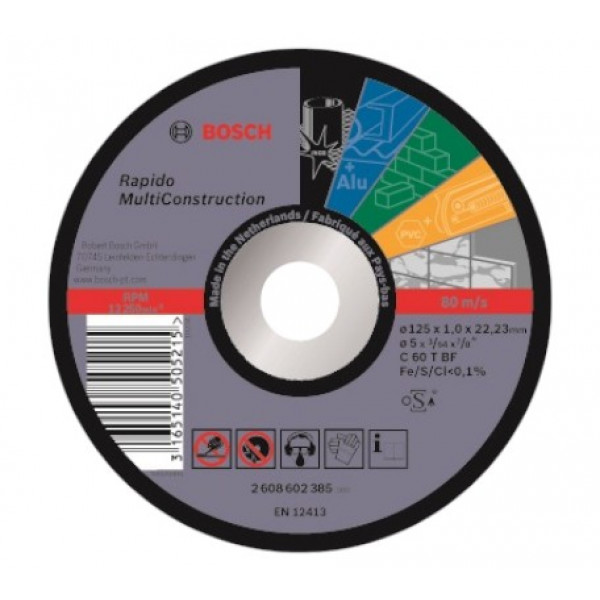Фото - Круг отрезной по металлу Bosch Rapido Multi Construction 125x1мм (2.608.602.385)