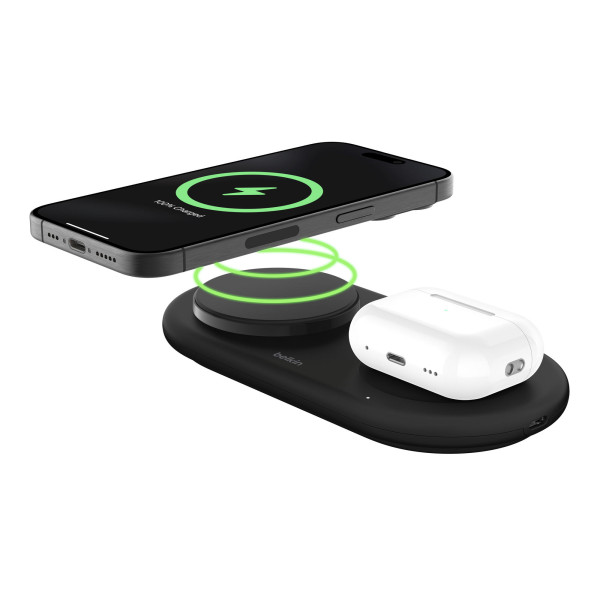 Фото - Беспроводное зарядное устройство Belkin 2в1 15Вт Pad Qi2 Black (WIZ021VFBK)