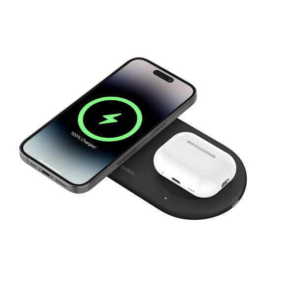 Фото - Беспроводное зарядное устройство Belkin 2в1 15Вт Pad Qi2 Black (WIZ021VFBK)