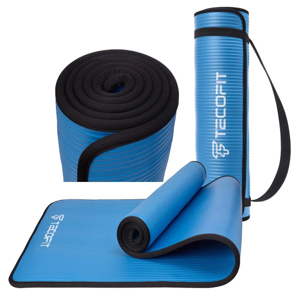 Фото - Коврик для йоги и фитнеса TECOFIT Коврик/мат TECOFIT NBR 183x61x1 см Blue-Black +чехол-сумка в подарок (TOP18124795/1)