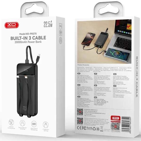 Фото - Батарея мобильная XO PR275 20000mAh 22.5W Black