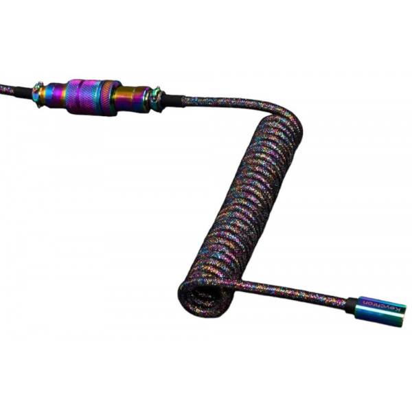 Фото - Кабель синхронизации данных Keychron USB-A/USB-C > USB-C 1.08m Type-C, Premium Coiled Aviator Black (CAB7_KEYCHRON)