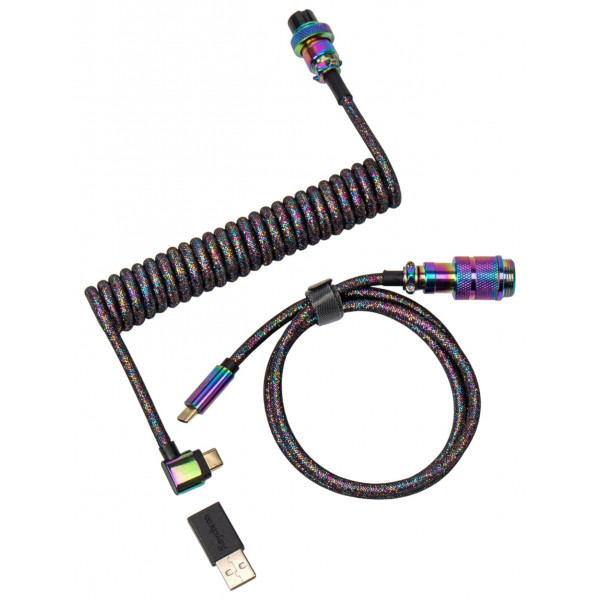 Фото - Кабель синхронизации данных Keychron USB-A/USB-C > USB-C 1.08m Type-C, Premium Coiled Aviator Black (CAB7_KEYCHRON)