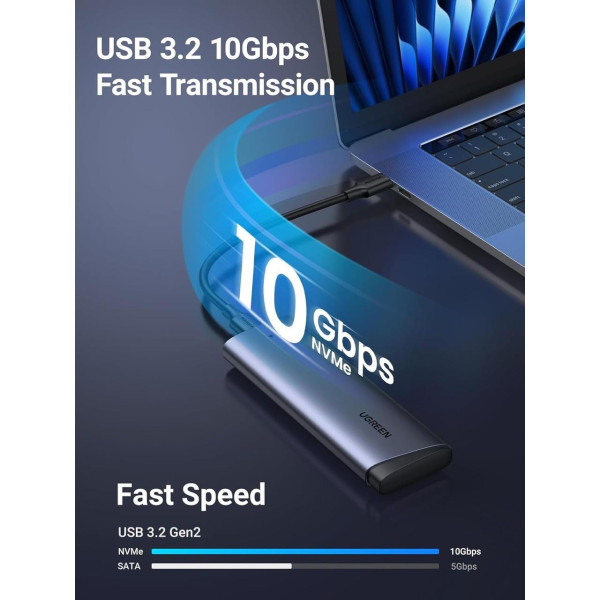 Фото - Внешний карман UGREEN CM767 USB 3.2 Gen 2 M.2 NVMe Gray (35267)