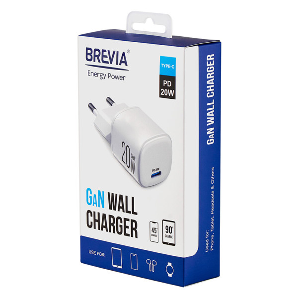 Фото - Сетевое зарядное устройство Brevia ePowerGaN PD20W USB-C (44020GCW)