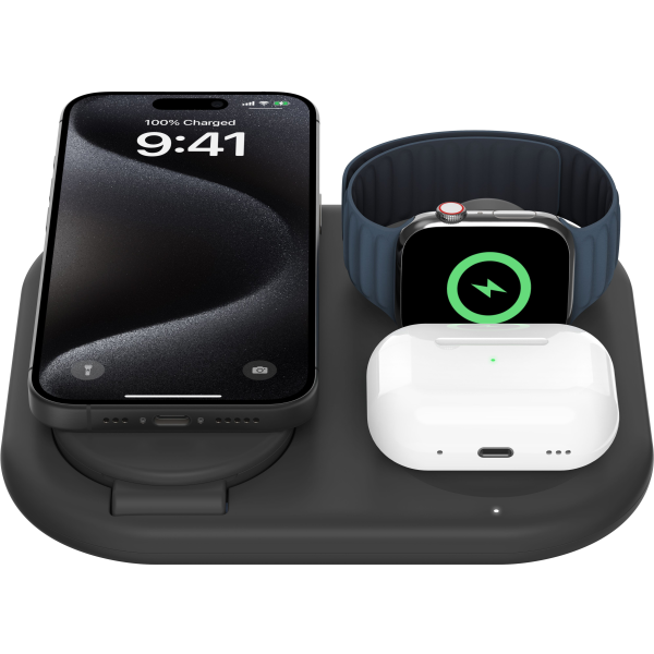 Фото - Беспроводное зарядное устройство Belkin 3в1 Magnetic Foldable iPhone/Watch/AirPods, Qi2 15Вт Black (WIZ029VFBK)
