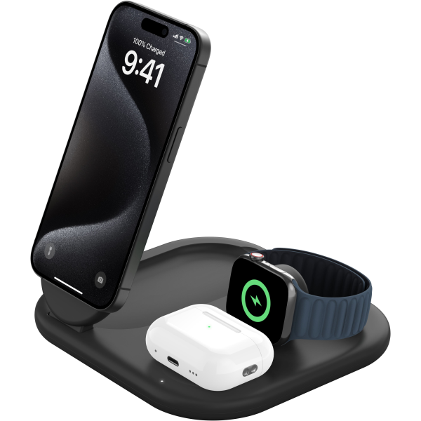 Фото - Беспроводное зарядное устройство Belkin 3в1 Magnetic Foldable iPhone/Watch/AirPods, Qi2 15Вт Black (WIZ029VFBK)