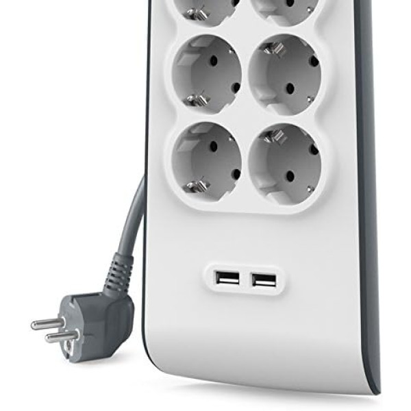 Фото - Сетевой фильтр Belkin 6хТип F, 3x1.5мм кв, 16А, 2xUSB-A 2.4A 2m White (BSV604VF2M-V2)