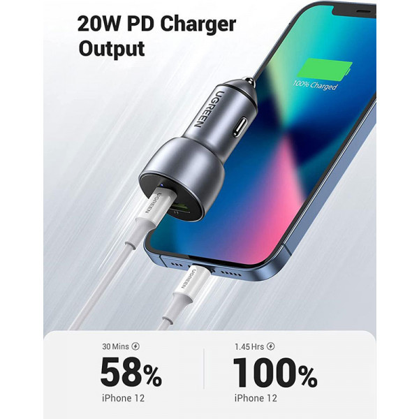 Фото - Автомобильное зарядное устройство UGREEN QC 3.0+QC 3.0 Dual USB-A 36W CD213 (60980)