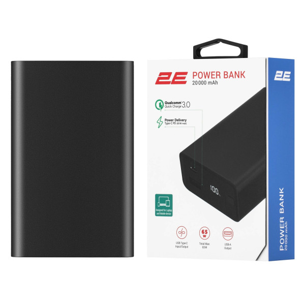 Фото - Батарея мобильная 2E 20000mAh 65Вт, PD, QC, Black (2E-PB2014PD-BLACK)