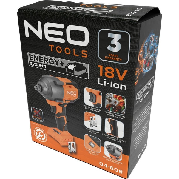 Фото - Гайковерт аккумуляторный GRAPHITE Neo Tools Energy+ без АКБ и ЗУ (04-608)