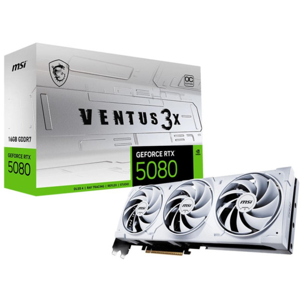 Фото - Видеокарта MSI GeForce RTX 5080 16G VENTUS 3X OC WHITE (G5080-16V3CW)
