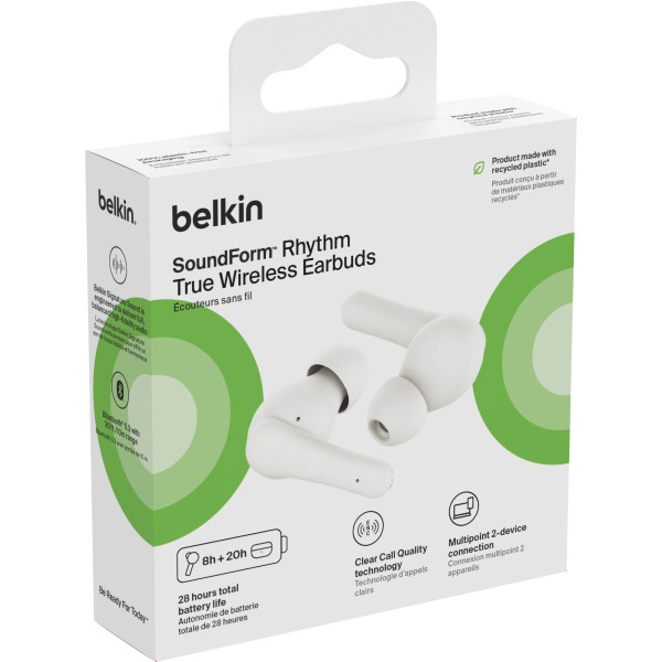 Фото - Наушники вкладыши беспроводные TWS Belkin Soundform Rhythm True Wireless White (AUC012BTWH)