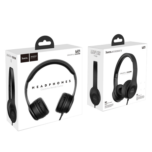 Фото - Наушники накладные проводные HOCO W21 Black (6931474708281)