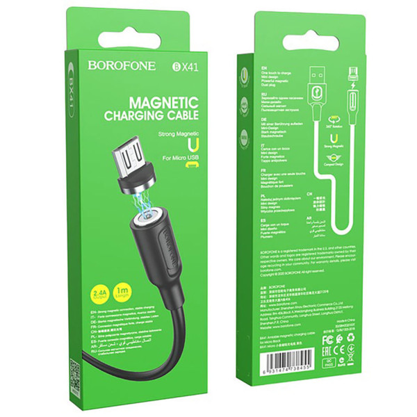 Фото - Кабель синхронизации данных BOROFONE BX41 USB to Micro 2.4A, 1m Black (6931474738455)