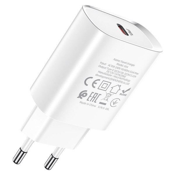 Фото - Сетевое зарядное устройство HOCO N14 PD20W charger White (6931474745026)