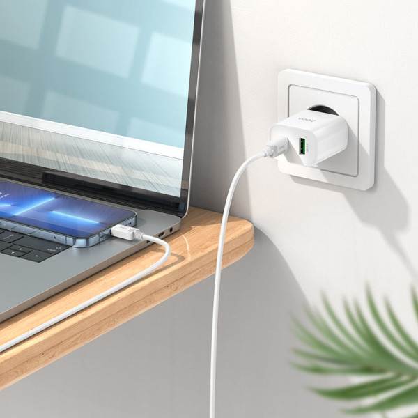 Фото - Сетевое зарядное устройство HOCO C80A Plus Rapido PD20W+QC3.0 charger set(C to iP) White (6931474779892)