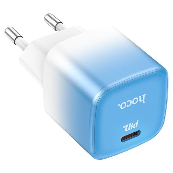 Фото - Сетевое зарядное устройство HOCO C101A single port PD20W charger Ice Blue (6931474769374)