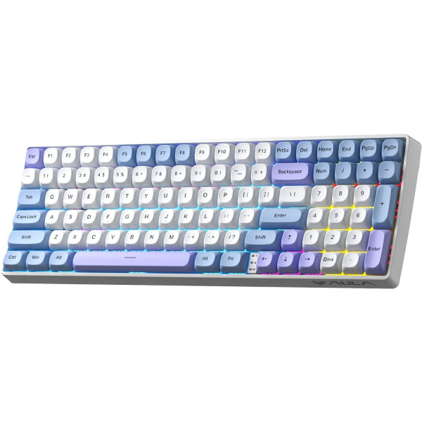 Фото - Клавиатура беспроводная игровая Aula S100pro Red switch 2.4G wireless White/Blue EN/UA (6948391205762)