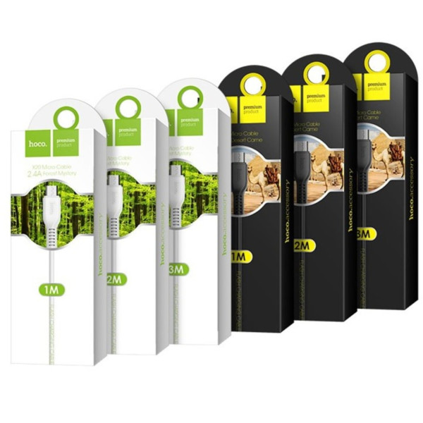 Фото - Кабель HOCO X20 USB to Micro 2.4A 1m PVC TPE Black (6957531068822)
