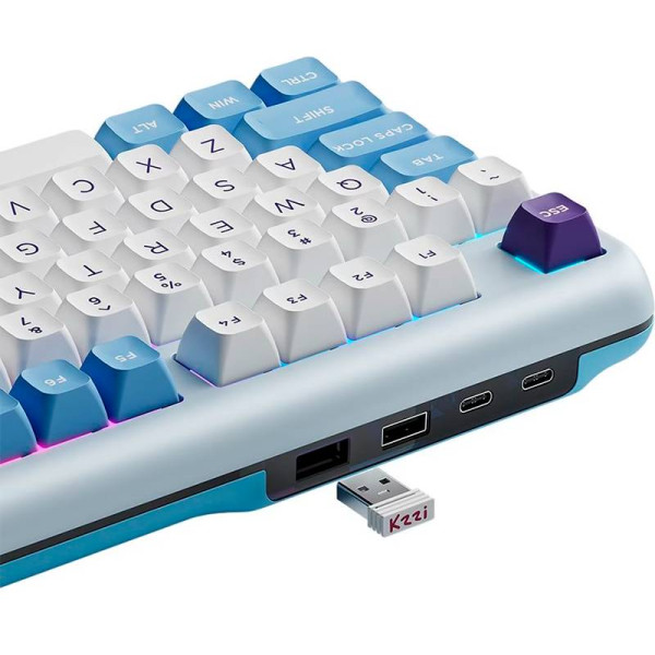 Фото - Клавиатура беспроводная игровая KZZI Z98 Wireless Keyboard UA\ENG Blue Sea (6977534870420)