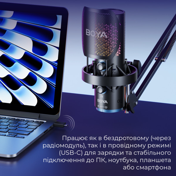 Фото - Микрофон для компьютера беспроводной Boya K5-02 RGB Black