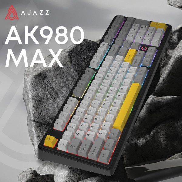 Фото - Клавиатура проводная игровая Ajazz AK980 MAX Magnetic switches Black Gray Yellow (AK980-MAX-M-BGY)