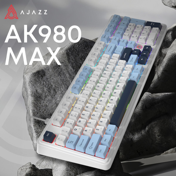 Фото - Клавиатура проводная игровая Ajazz AK980 MAX Magnetic switches Blue White Dark Blue (AK980-MAX-M-BWDB)