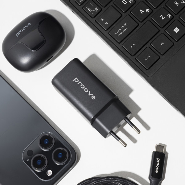 Фото - Сетевое зарядное устройство Proove Pocket GaN 65W (2Type-C + USB) Black (WCPG65121201)