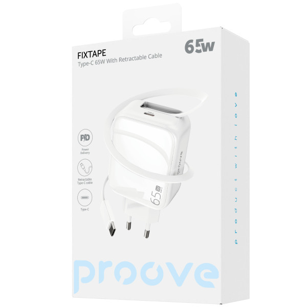 Фото - Сетевое зарядное устройство Proove Fixtape GaN Type-C 65W white (WCFP65010202)