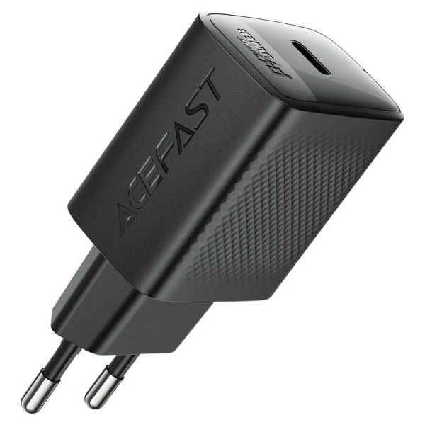 Фото - Сетевое зарядное устройство AceFast A104 PD25W GaN single USB-C charger Black (6974316283355)