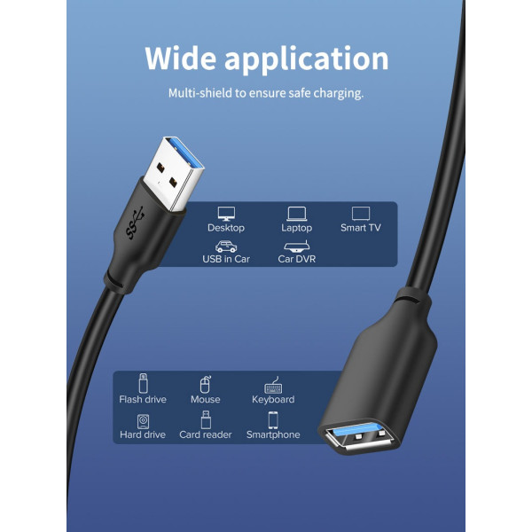 Фото - Кабель USB type A - USB type A Cabletime USB - USB V 3.0 (M/F) 0.5m Black (CA11L)