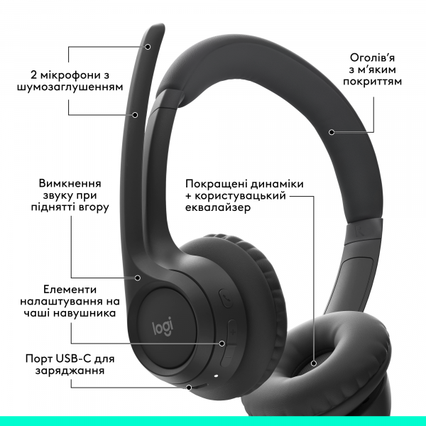 Фото - Гарнитура беспроводная Logitech Zone 300 Bluetooth Graphite (981-001407)