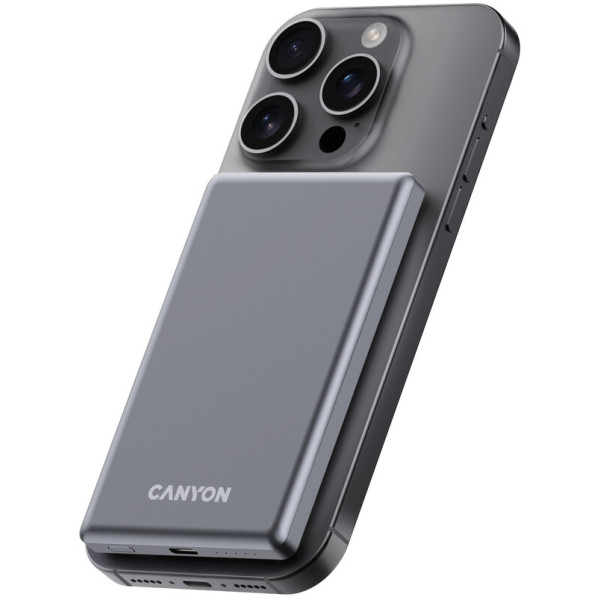Фото - Батарея мобильная Canyon OnPower 505 slim Magsafe 5000 mAh PD20W Dark Grey (CNS-CPB505DG)