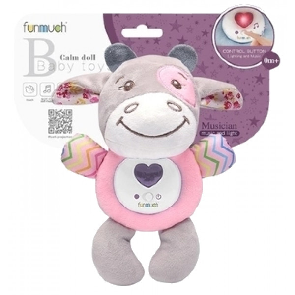 Фото - Интерактивная игрушка Funmuch Baby Коровка со свет. и муз. эффектами мягкая (FM888-1)