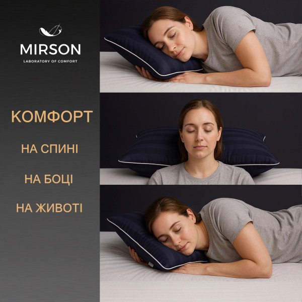 Фото - Подушка ортопедическая MirSon №7003 Elite Noble stripe Graphite Women 590х430х100
