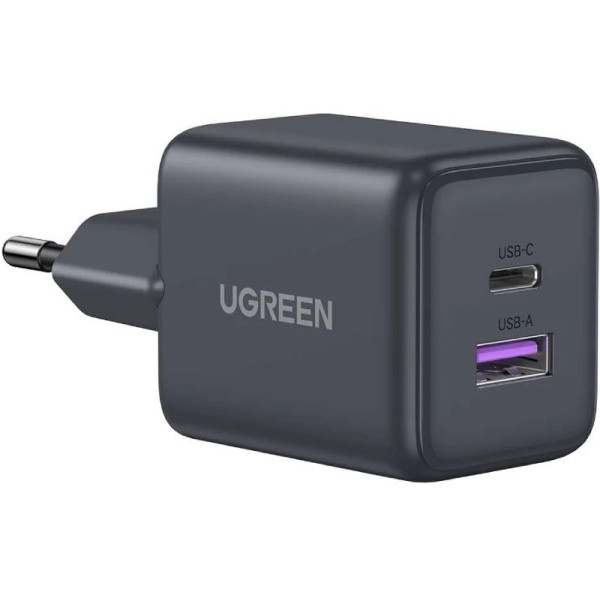 Фото - Сетевое зарядное устройство UGREEN 2xUSB 30W USB-A + USB-C X516 Gan Gray (55539)