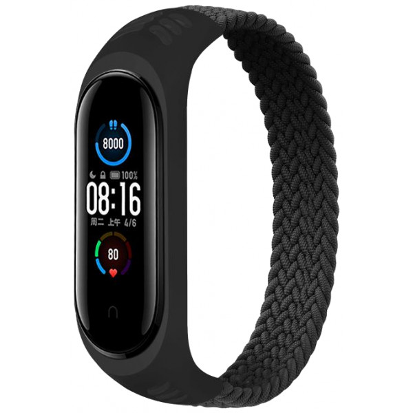 Фото - Ремешок для фитнес-браслета BeCover Elastic Nylon Style for Xiaomi Mi Smart Band 5/Mi Smart Band 6 Size M Black (706156)
