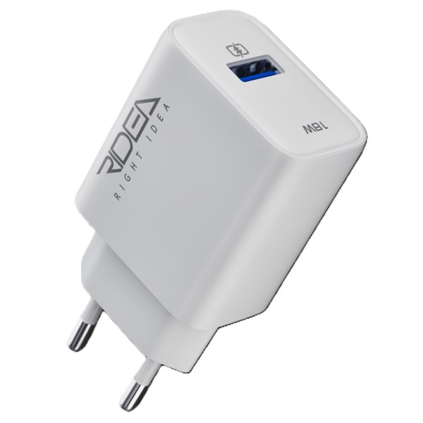Фото - Сетевое зарядное устройство Ridea Rapid 1USB QC 18W+Micro White (RW-18123)